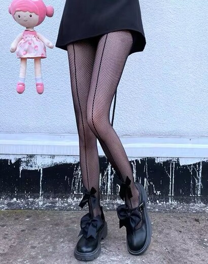 Fishnet Tights With A Ribbon