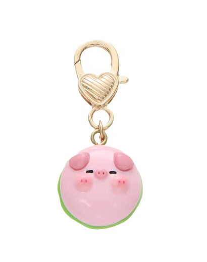 Pink pig cartoon key ring