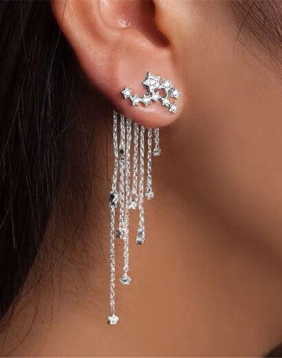 Star earrings long star drops